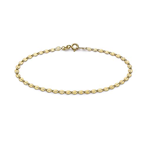 CARISSIMA Bracelet Femme en Or Jaune 9 ct Chaîne Forzatina Facettée 2,8 mm Longueur 18,5 cm/7,25