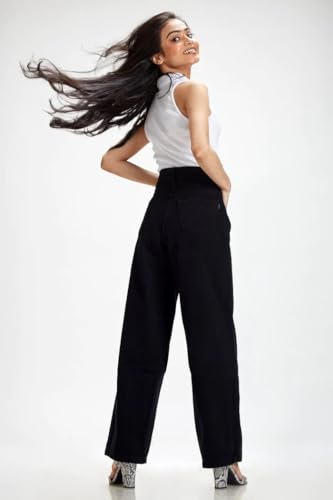 Image of Women High-Rise Black Jeans(004flaredjeansw54-black)