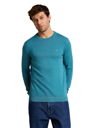 TOM TAILOR Herren Basic Crewneck Pullover aus Baumwolle, 36299 - Bright Teal Melange, XXXL – Ansicht 1