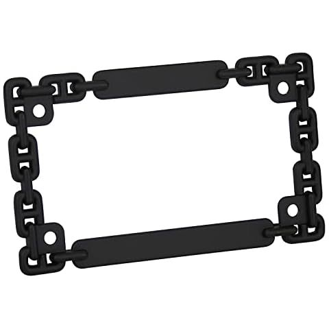 TC Sportline LPF252-BK 3D Chain Style Zinc Metal Matte Black Finished Motorcycle License Plate Frame Cover