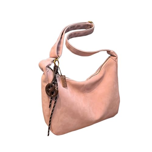 Slouchy Shoulder Bag with Charms Suede Slouchy Hobo Shoulder Bags for Women Soft Leather Hobo Tote Purse Casual Vintage Purse
