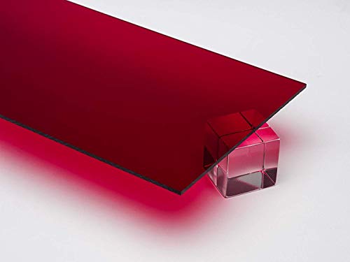 Lámina acrílica translúcida roja 6mm 8x12 pulg 2 pack