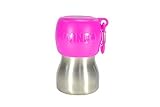 KONG H2O Stainless Steel Dog Water Bottle & Pet Travel Bowl, 9.5 oz - Pink