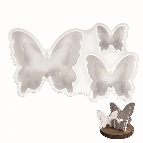 PHMING Moule Platre, Silicone Moule-Resine, 3 en 1 Moules Silicone de Papillon, Forme Papillon Moule Silicone Bougie, pour Fabrication de Bougies, Chocolats,...