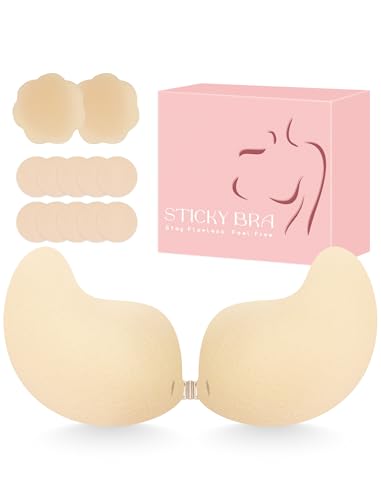 Klebe BH Push up Trägerloser Rückenfreier BH ohne Träger Klebe-BHS große Brust Sticky Unsichtbarer Strapless Bra Super Push up BH für Damen kleine Brüste trägerlos BH Brautkleid Rückenfreies Kleid