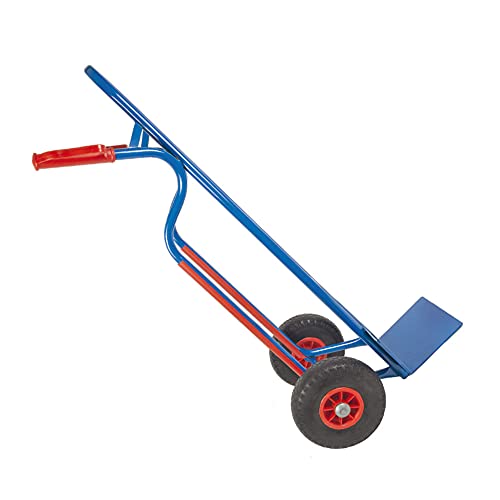 Foto von Trestles Profi Sackkarre Sackkarren Vollgummireifen 250kg S04 blau Treppensteiger Transportkarre Treppensackkarre | Stahl | Treppenrutschkufen | Radschutz | große Schaufel | Sicherheitsgriffe