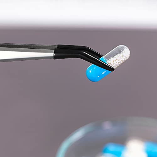 2 Piece Tweezers with Rubber Tips Set - Bent and Straight Flat Tips Tweezers PVC Coated for Stamp Coins Jewelry Crafts, Electronics(Silver, Black)