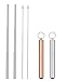 Collapsible Reusable Straws with Caseļ¼Telescopic Foldable Metal Straw Stainless Steel Drinking Straws Food Grade with Cleaning Brushes Perfect for Travel, Home, Office