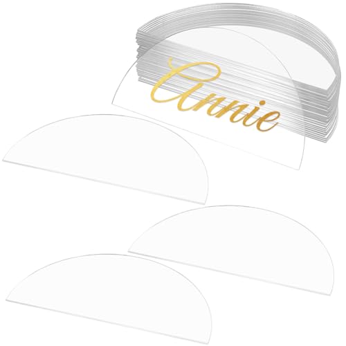 Marque-places en acrylique transparent demi-cercle pour nom et mariage