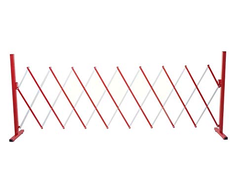 Absperrgitter HWC-B34, Scherengitter Zaun Schutzgitter ausziehbar, Alu rot-weiß - Höhe 103cm, Breite 32-265cm