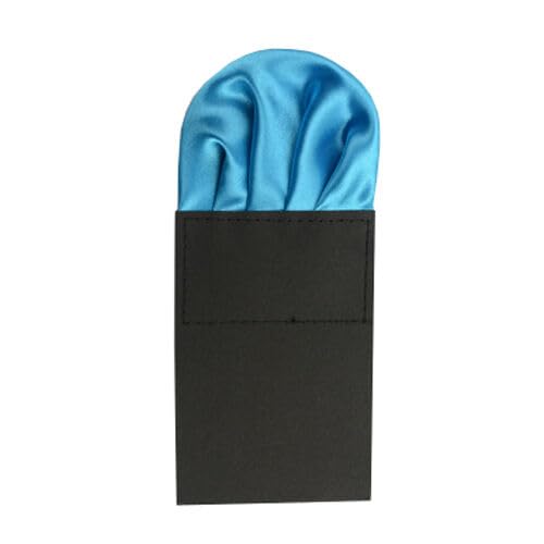 Men's Solid Color Puff Style Pre Folded Pocket Square | Readymade Wedding Handkerchief for Suits, Blazers & Tuxedo (Turquoise)-image-42