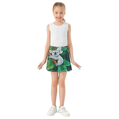 Kid Teen Girls Skorts Athletic Shorts Skirts with Shorts Teen Cheer Cute Koalas Trees Green Tropical 4t3