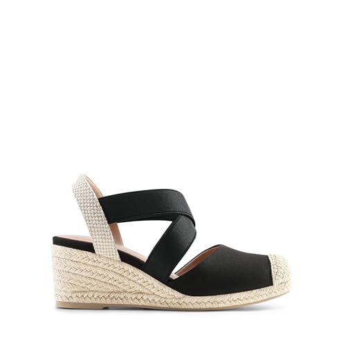DREAM PAIRS Womens Close Toe Espadrilles Platform Slip on Elastic Criss Cross Straps Dressy Wedges Sandals2