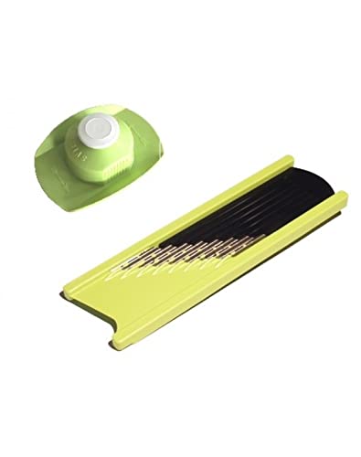 JOSKO Produkte2-Piece Set Wave Slicer Potato Cutter with Stainless Steel Blade + Finger Guard Cut Fruit & Vegetables in Waves or Grid Pattern, Lime, 510