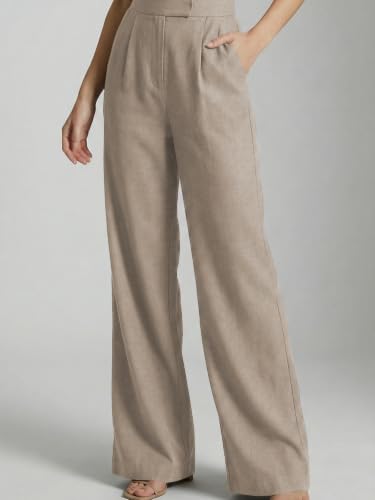 Image of Leriya Fashion Women Relaxed Fit Wide Leg Trousers | Malai Cottage Clip Closure Wide Leg Pants for Women | Casual Straight Lounge Pants with Pockets | Stylish Everyday Office Outfit Bottom Pant