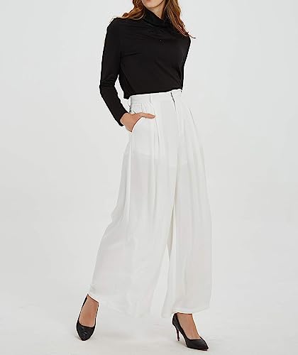 Women High Waist Casual Wide Leg Pants Elegant Work Pants Palazzo Pants Trousers with Pockets Lounge Pants Flowy3