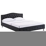 Die 4 Metallfüße in Chromoptik, die Querstrebe mit den beiden Stützfüßen und der mitgelieferte Lattenrost sorgen für die nötige Stabilität