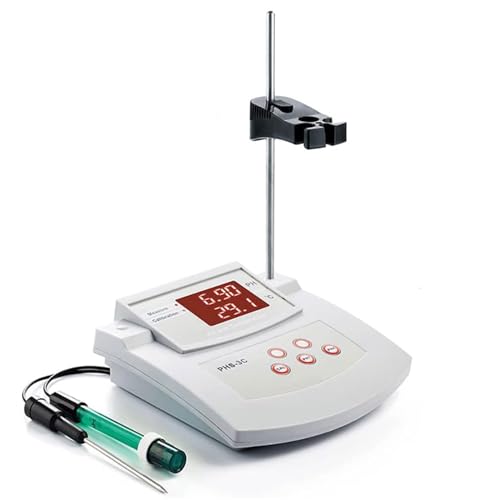 Medidor de pH y medidor de temperatura, medidor de pH de laboratorio de escritorio con LCD de 4 dígitos, precisión de pH de ± 0,01, calibración automática de 2 puntos para uso en laboratorio