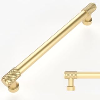 Amerdeco 10 Pack Gold Cabinet Pulls 160mm(6.3 Inch) Hole Center Cabinet Hardware Kitchen Cabinet Handles for Bathroom Drawer Pulls Dresser Pulls AM011