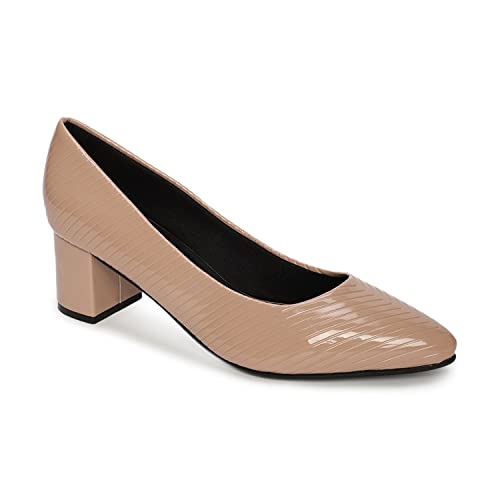 Image of Marc Loire Women's Self Design Comfortable Slip-on Casual Pointed Toe Block Pumps Heels