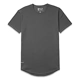 BYLT Mens Drop-Cut Men's T Shirt, Slim Fit Plain Tshirts for Men, Drop Cut Basic Crewneck Tee, Wrinkle Resistant, Stretch Fit – Charcoal, M