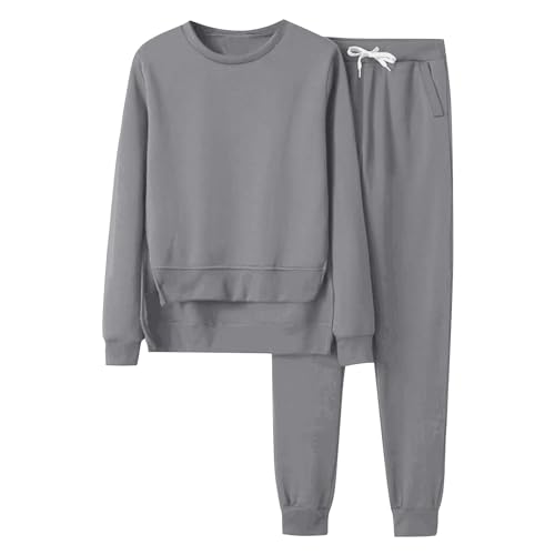 Tute Donna Casual Leggera Tuta Da Casa Curvy Pullover Felpa Senza Cappuccio E Jogging Pantaloni Set Coordinati Abbigliamento Elegante Morbida Completi 2 Pezzi Ginnastica Workout Fitness Outfit