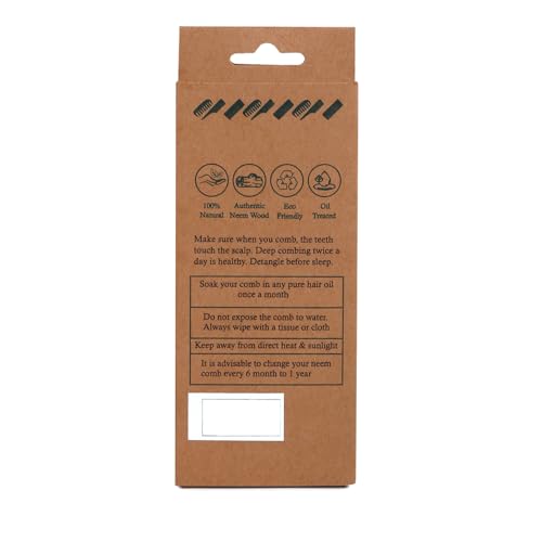 Image of Santosa Kacchi Neem Wooden Comb, Soaked in 14 Herbs & Neem, Coconut and Sesame Oils, for Hair Growth, Detangling, Frizz Control, Hair Shine, Hairfall and Dandruff, All Hair Types (Shampoo)