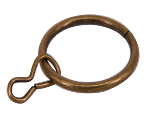 40 Pcs 1.38 inch Curtain Rings for Curtain Rod,Antique Brass Metal Curtain Ring,Decorative Drapery Interior Diameter Curtain Rod Clips Hangers for Bathroom, Living and Guest Room