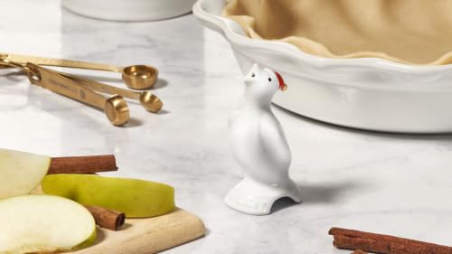 Image of Le Creuset Stoneware Pie Bird, 3 inch, White with Santa Hat