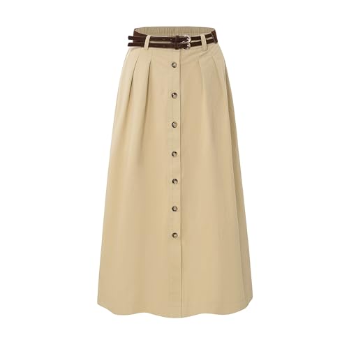 Women's Solid Color A-Line Waist Buckle Retro Elastic Trumpet Long Skirt