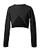 Daydance Black Toddler Girl's Ballet Sweaters Croped Dance Shrug with Thumb Hole