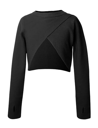 Daydance Kids Girl's Ballet Shrug Knit Pullover Dance Sweater with Thumb Holes4