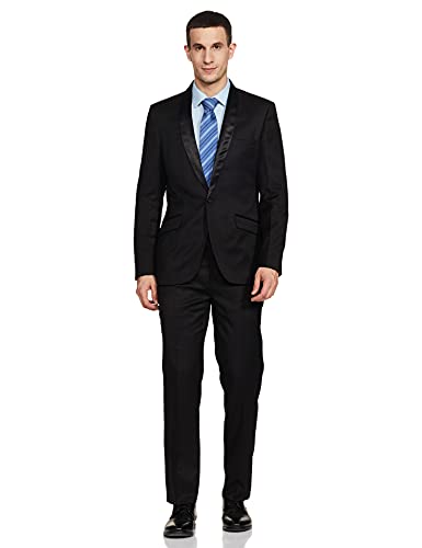 Image of Raymond Wool Blend Men's Full Sleeve Contemporary FIT Black Formal Suit