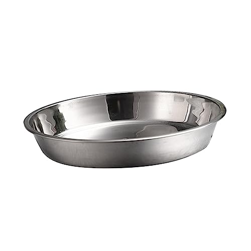 CONGARTENO Stainless Steel Flat Bottom Disc Silver Round Cake Platter Large Patisserie Plate