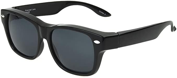 Solar ShieldHollywood Lakewood Iconic Sunglasses Fits over prescribed eyeglasses. Unisex Black 54mm