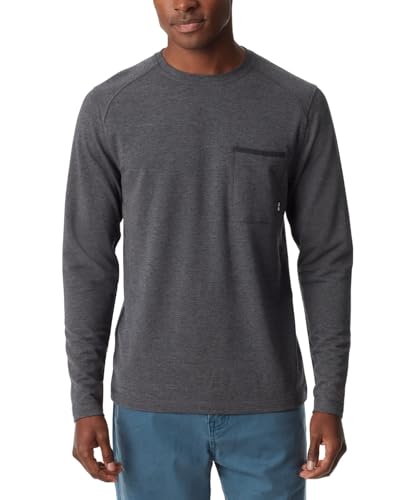 BASS OUTDOOR Men’s Long Sleeve 4-Way-Stretch Quick Dry Utili-Tee Shirt with Reinforeced Elbow Patches Standard Ombre Blue