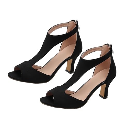 Yanzhenglip Sandals Women Fashion Heels, Women'S Sexy High Heel Sandals Open Toe Pointed Party Sandals, Summer Dressy Low Heel Sandals Hollowed Out Comfortable