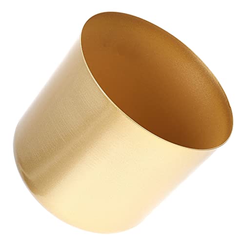 Operitacx Gold Metall Blumentopf, Garten Pflanzer, 20cm Indoor Runde Sukkulenten Container, Pflanztopf mit Drainageloch