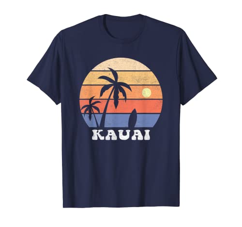 Kauai Hawaii HI Hawaiian Island Palmera 70s 80s Retro Surf Camiseta