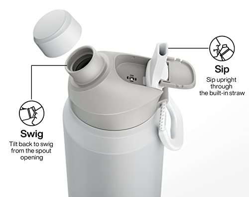 Encool Insulated Stainless Steel Water Bottle With Straw And Spout Lid, Leak Proof, Double Wall, For Sports, Gym (32Oz, Pearl) #TOP2