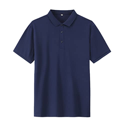 Polo d'été bleu marine homme en coton haut de gamme classique