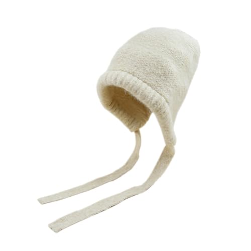 Bonnet tricoté avec cravate suspendue chapeau chaud noir
