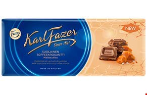 Karl Fazer Salty Toffee Crunch en chocolate con leche 200 g (juego de ocho)