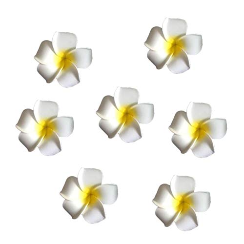 (Yellow) 12PCS Womens Bohemia Hawaiian White Plumeria Flower Foam Hair Clip Beach Sunhat Decor Girls Hairpins for Wedding Party Beach Holiday