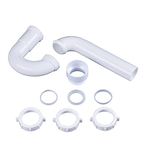 Dearborn P9703BG 1-1/2" P-Trap w/ Threaded PVC Adapter & Reversible J-Bend, Bagged, for superior sealing in tubular drain applications.", white