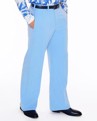 Mens 70s Baby Blue Stretch Gabardine Wide Leg Dress Pants3