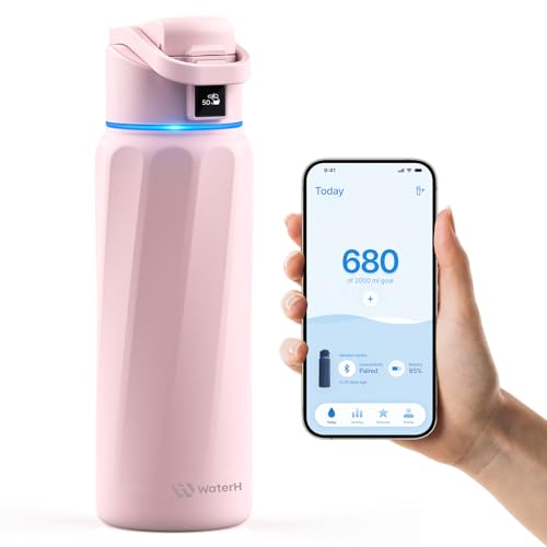BOOST Smart Water Bottle with Reminder & Tracker, Double Wall Vacuum Insulated Bottles Stainless...