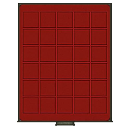 Box monnaies FUMÉ LINDNER 30 alvéoles carrés Ø38 mm médaillier de rangement pour monnaies