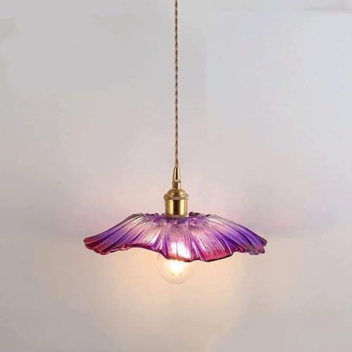 Lustre fleur rétro en verre violet pour une ambiance chaleureuse - 6