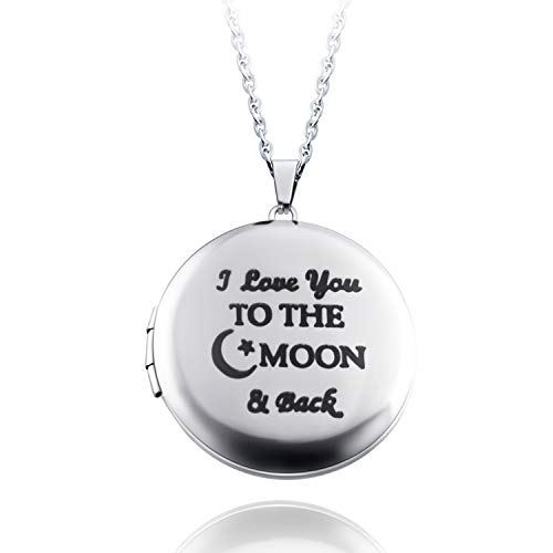 PHOCKSIN Gifts for Girl Lockets for Women I Love You to The Moon and Back Locket Necklace That Holds Pictures